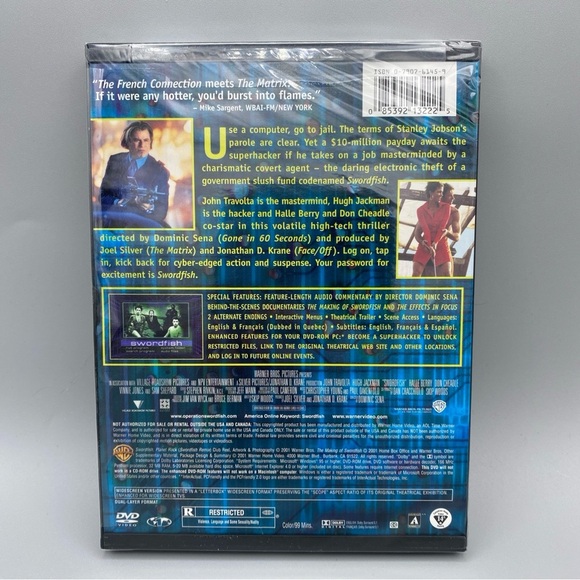 Swordfish (DVD, 2001) Snap Case, John Travolta, Halle Berry, Hugh Jackman - Picture 2 of 6